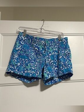 LILLY PULITZER Seashell Callahan Shorts Blue Sailors Valentine Nautical Size 4